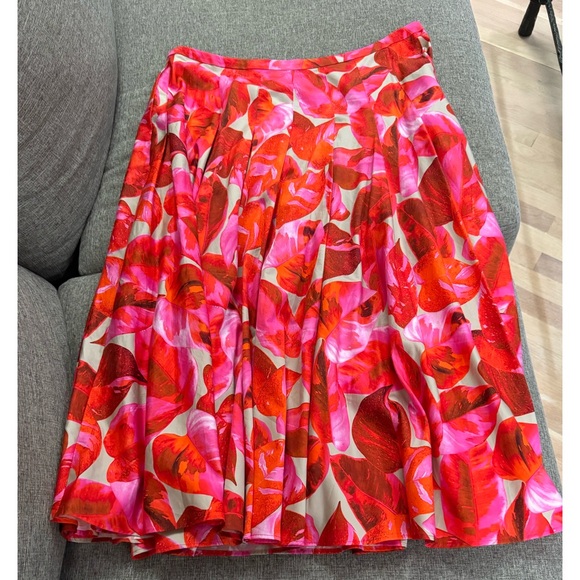 Akris Punto Vibrant Tropical Leaf Print MidiSkirt, Size 16 - Picture 3 of 6